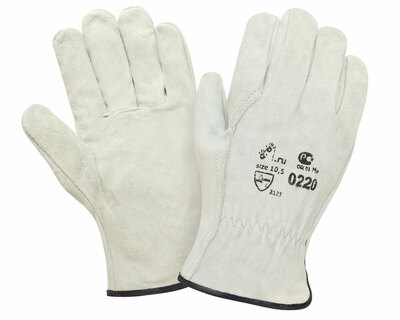 Спилковые перчатки DRIVER серые