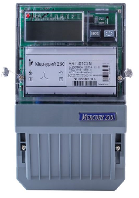 Меркурий 230 ART-01 PQRSIN трёхфазный, многотарифный, 3x230/400 В, 5 (60) А, 3 винта, класс точности 1/2, активная / реактивная, ЖКИ, интерфейсы: IRDA, RS-485.
