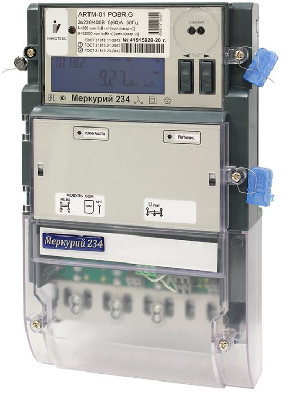 Меркурий 234 ARTM2-00 (D)PBR.R трёхфазный, многотарифный, 3x57,7/100 В, 5 (10) А, 3 винта, класс точности 0,5S/1,0, активная / реактивная, ЖКИ, интерфейсы: Оптопорт, 2xRS-485.